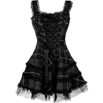 Gooti stiilis kleit naiste varrukateta ristpitsiga &otilde;huke v&ouml;&ouml;koht l&uuml;hikesed keskaegsed cosplay kost&uuml;&uuml;mid XXXXXL must