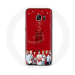 &Uuml;mbris Samsung Galaxy S7 Edge BTS Bangtan Boysi punase taustaga j&otilde;ulukingituseks 2023