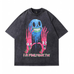 Puuvillane Anime Tr&uuml;kitud Crew Neck Oversize Meeste T-s&auml;rgid Vabaaja l&uuml;hikeste varrukatega topid M must