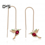 1 paar naiste keermestatud k&otilde;rvar&otilde;ngad kividest koolibri ripats rippuvad k&otilde;rvar&otilde;ngad elegantsed tutiga pikad k&otilde;rvar&otilde;ngad punane