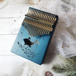 17 klahvi mahagonist p&ouml;idla klaver, vaala muster Muusikariist Aafrika s&otilde;rm klaveriinstrument 13*3.5*18cm sinine