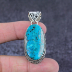 Natural Tibetan Turquoise Gemstone 925 Sterling Silver Gift Pendant 2.17 r3n35