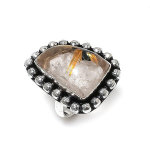 Natural Golden Rutile Gemstone Handmade 925 Sterling Silver Ring Size 9 j9o93