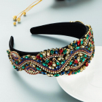 Naiste juuksepael barokkstiilis h&uuml;pers&auml;delev kalliskivi kaunistus vintage peapael, t&auml;iskristall, raske t&ouml;&ouml;juuste ornament OneSize roheline