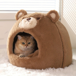 M&otilde;nusa pruunkaru disainiga paksendatud kassivoodi hubaseks talveks One-size