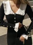Elegantsed volangidega maksikleidid naistele S&uuml;gistalvine Kootud &Otilde;huke Pikk Kleit Naiste Vintage kleit Naine Retro kudum L must