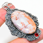 Natural Rossita Jasper, Garnet Gemstone 925 Sterling Silver Pendant 2.99 u0h34