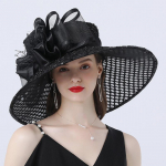 Vaimustavad m&uuml;tsid Pulmapruut Kentucky Derby M&uuml;tsid naistele Naiste kirikum&uuml;tsid Lillek&uuml;barad suured laia &auml;&auml;rega Fedora organza m&uuml;tsid 58-60cm must