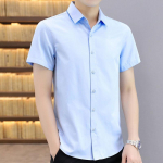 Printed short-sleeved shirt men's summer trend handsome ice silk shirt casual handsome summer fashion men's inch clothes M