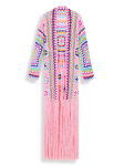 EDOLYNSA 2024 Boho k&auml;sit&ouml;&ouml;na valmistatud narmastega pikk heegeldatud kimono, seksikas &otilde;&otilde;nsas, iseseisev rihmaga m&auml;hitav bikiinikleit Naiste rannariided ujumistrikoo kattev One Size