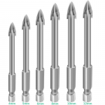 6 tk multifunktsionaalsed puuriterad karbiidist volframist keraamiline kolmnurkne puuritera komplekti augul&otilde;ikur keraamiliste plaatide betooni tellistest seinaklaasile