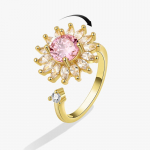 SMJEL Fidget Spinner Ring &Auml;revus naistele Mitme kristallist lillega silma liblikas loomas&otilde;rmus P&ouml;&ouml;ratav stressivastane pulmaeht resizable