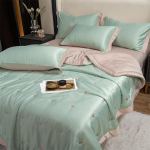 Tikitud siidist suvine voodipesu tekikomplekt King Queen kodu voodipesu Luksuslik pestud siidist suvine magamistekk 150x200cm 1Pc Quilt