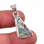 Naturaalne Abalone Shell kalliskivi 925, tahke h&otilde;bedane kingi ripats 1,5 W3e48