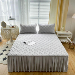Sinine voodiseelik padjap&uuml;&uuml;r &uuml;hev&auml;rviline 1,5/1,8/2m madratsikaitse pehme mugav siidit&auml;idisega tepitud ruuduline voodikate pillowcases 2pcs white