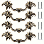 4 tk Prantsuse sahtlit&otilde;mbed antiikpronksist, 3,78-tollised augukeskused, lillekappide kappide, riidekappide, kummutite uksenupud (Topelt auk kruvidega) 4pcs