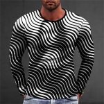 Meeste T-s&auml;rgi T-s&auml;rgi graafilised prindid Geomeetria Kaelusega Topid Optiline Illusioon 3D Prinditud V&auml;listopsid T-s&auml;rk pikkade varrukatega r&otilde;ivad XS