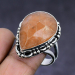 Sunstone Gemstone handmade 925 Sterling Silver gift Jewelry Ring Size 10 b3S69