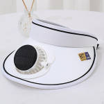 Sun Visor Hat Built in Fan Adjustable for Hiking Travel Cycling Beach White white