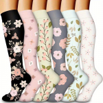 6 paari lilledega kompressioonsokke, &otilde;dede kompressioonsokid, spordi-, naiste, jooksmine L XL-6 pairs