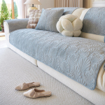 Klassikalised lehed Jacquard samet teppimisdiivani kate Libisemisvastane diivani istmekate neli aastaaega elutoa m&ouml;&ouml;bli katted 70*70cm tumesinine