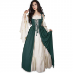 Cosplay naiste keskaegne renessansi kost&uuml;&uuml;m Cosplay &uuml;likonnaga kleidi vest Victoria Princess Steam Punk rihm, suur suurus XXL roheline