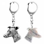 Whippet - Silver-plated key ring with a dog in a gift box, handbag decoration, backpack pendant by Art-Dog brand