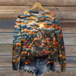 Naiste s&uuml;gisene ja talvine &uuml;mara kaelusega pikkade varrukatega topp armas 3D Halloweeni tr&uuml;kitud pullover-kampsun M roheline