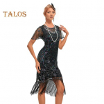 Naiste ballikleit, vintage stiilis &otilde;&otilde;nes pitsiline tutti ja litritega kaunistus, l&auml;bipaistev &uuml;mmargune kaelus, l&uuml;hikesed varrukad, seljaga liibuvad t&otilde;mblukuga suletavad kokteilipidu S must/kuldne