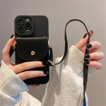 Crossbody kaardipesa kotihoidja &uuml;mbris iphone 12 13 Mini 11 14 15 16 Pro Max 15 Plus X Xs Max Xr luksusjuhtme silikoonkate jaoks For iphone15 lilla