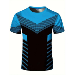 Stretchy Fit geomeetrilise tr&uuml;kiga kaelusega T-s&auml;rk &ndash; kiiresti kuivav, niiskust imav, suvise sobivuse, treeningu ja j&otilde;usaaliriietus &ndash; ideaalne meeste sportimiseks 5XL