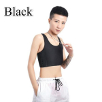 Lesbi spordir&otilde;ivad, rinnahoidja, rinnahoidja Trans Crop Top, lame rinnahoidja Les korsett, veniv keha vormiv pannal Tomboy rinnahoidja tank S must