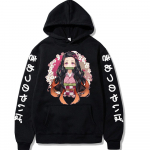 Anime Demon Slayer Kamado Nezuko Kawaii Print Kapuutsiga Mehed Naiste Kimetsu No Yaiba Hoodies Suures suuruses dressipluus Harajuku t&auml;navar&otilde;ivad XS must