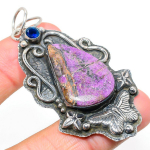 Natural Purpurite, Blue Topaz Gemstone 925 Sterling Silver Pendant 2.68 d4o43