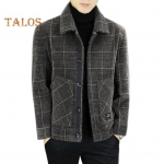 Meeste jope rev&auml;&auml;riga pikkade varrukatega ruuduline prinditud mantel taskutega, &uuml;herealine suletav paksendatud &uuml;ler&otilde;ivad L khaki