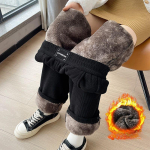 Talvised laia s&auml;&auml;rega p&uuml;ksid naistele S&uuml;gises pl&uuml;&uuml;sis p&uuml;ksid naistele eriti paksud lambaliha fliis, soe sirged Korea p&uuml;ksid, naiste p&uuml;ksid XS must