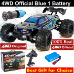 2024. aasta uus 4-veoline originaal kaugjuhtimispuldiga maastikuauto 4x4 RC kiirveok 50 km/h kiire triivis&otilde;idu koletis parim kingitus lastele t&auml;iskasvanutele 1 battery sinine