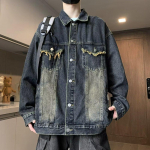 Denimjakk Meeste Ameerika K&otilde;rgmoe Trendikas Br&auml;nd Retro &Uuml;laosa Pesuga Vabalt Langev Huligaan Kena Jakk S