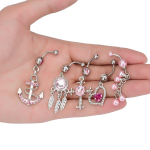 5tk/komplekt Mix Style Pink Angel Dream Catcher Cross Rose Lille Rippuv naba K&otilde;hukangi n&ouml;&ouml;bir&otilde;ngas