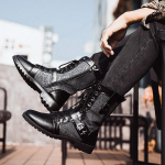 Mood Retro Keskmise s&auml;&auml;rega Punk Saapad 2024 Talv Meeste Pluss Samet Mootorrattasaapad K&otilde;igega sobivad T&ouml;&ouml;saapad Denim Keskmise k&otilde;rgusega S&otilde;jav&auml;esaapad Mehed 39