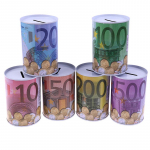 1 tk Creative Euro Dollar Metal Silinder Pank S&auml;&auml;sturaha kast Kodukaunistus m&uuml;ntide jaoks Hoiukastid Kodukaunistus