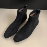 Suede Naiste Pahkluusaapad Paksude Keskmiste Kontsadega Retro Kingad Uus Br&auml;nd 2025 Trend Disainer T&otilde;mblukud Klassikaline Gooti Talvised Botas De Mujer 35 must