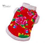 Lemmikloomade riided n&ouml;&ouml;pide kujundus Punase lillega tr&uuml;kk Lemmiklooma puuvillane mantel Mugavad koerad Kassid Talveriided Lemmikloom punane