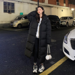 Moodne naiste pika sule puuvillane mantel &uuml;hev&auml;rviline tihendav talveparka kapuutsiga lahtine jope S valge