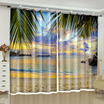 3D Mereranna Seeria Tr&uuml;kitud Maalilised Kardinad Magamistoa Elutoa Kardina Hulgim&uuml;&uuml;k Akknakardinad Maastikurulood V&auml;litingimustes W50H130(CM)x2&Hook gray