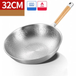 32/34cm Hiina Wok K&auml;sitsi vasaraga valmistatud Wok 304 Roostevaba teras Mittekleepuv pott Wok Keedupott Gaasi jaoks Spetsiaalne K&ouml;&ouml;gin&otilde;ud Praepann