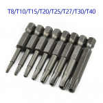 Bit Silver T8/T10/T15/T20/T25/T27/T30/T40 1/4 kuuskantvarre