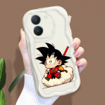 Armas koomiksimustriga kreemjas tekstuuriga korpus, lainelise servaga pehme silikoonkaanega telefoni&uuml;mbris Vivo jaoks Vivo T1X 4G must