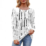 Naiste vaba vabaaja tr&uuml;kisega &uuml;markaelus, plisseeritud pikkade varrukatega topp, moodne topp L sinine