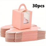 30 tk tassikoogikarbid Individuaalsed koogikonteinerid akna k&auml;epideme ja vahet&uuml;kkidega roosa kinkekarp pagarit&ouml;&ouml;koja pakendamiseks peo soodustuste pakkimiseks 30pcs roosa